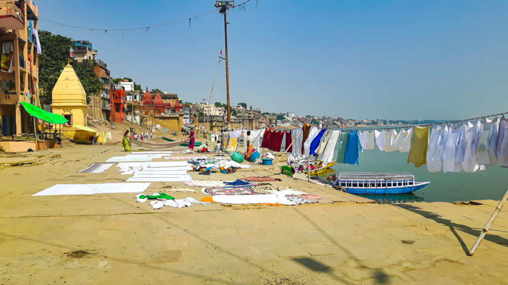 Hotels and guest houses in Varanasi wash their linnens in the  Ganges river