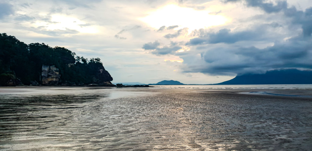 View from the beach in front of the headquarters in Bako National Park in Sarawak