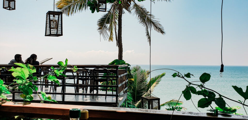 View of the ocean at Varkala, India. In the worlds jungle travel.