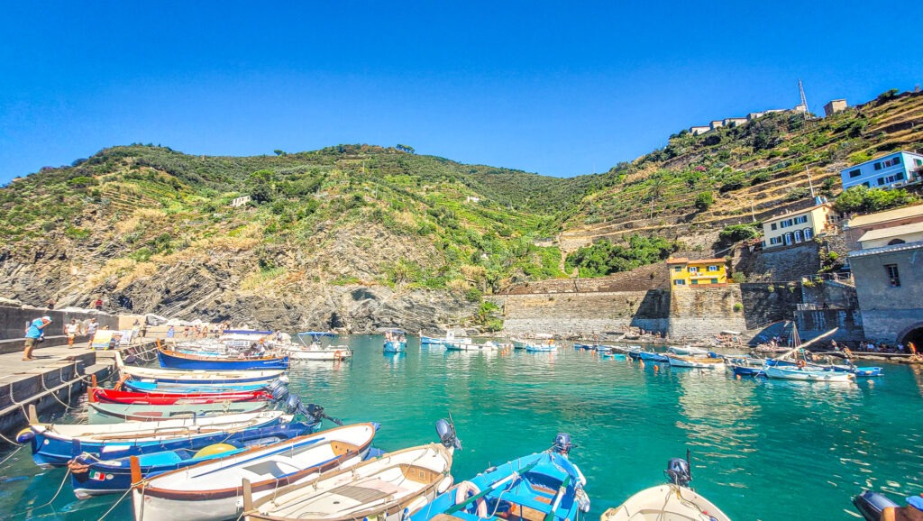 Fishermen boats at Vernazza at Cinque Terre, Italy. In the worlds jungle travel. 