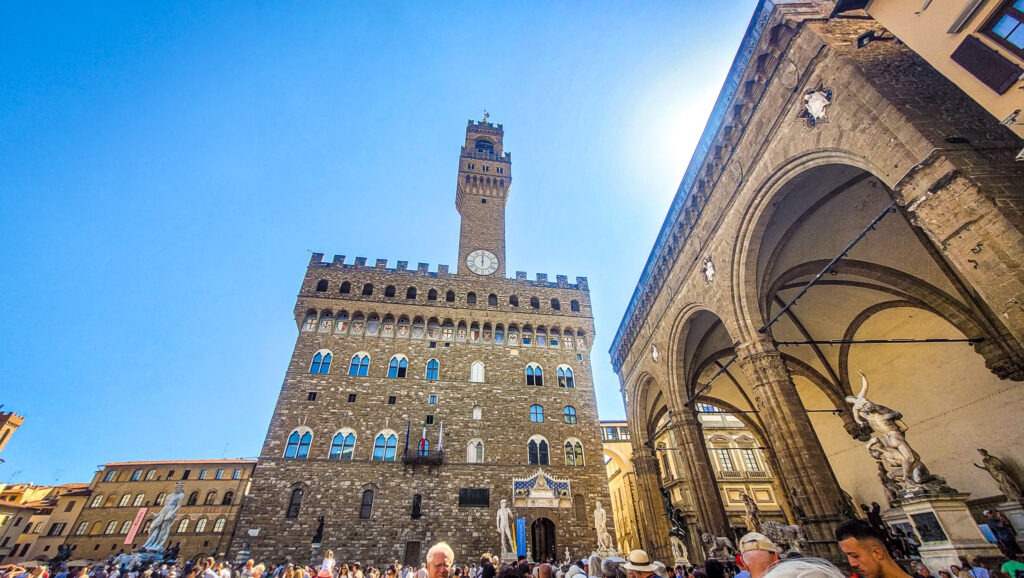 Architecture of Palazzo Vecchio in Florence, Italy. In the worlds jungle.