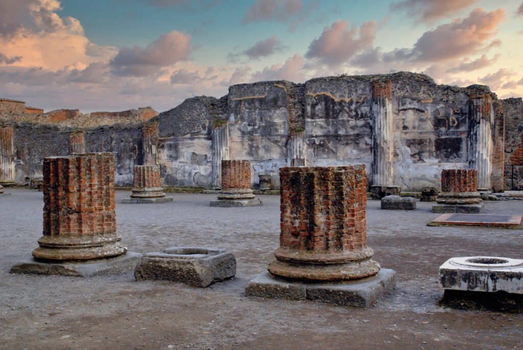Ruins in Pompeii in Italy. Lost cities and legends in Europe. In the worlds jungle travel.