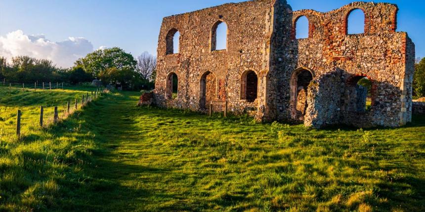 Ruins of Dunwich in England. Lost cities and legends in Europe. In the worlds jungle travel.
