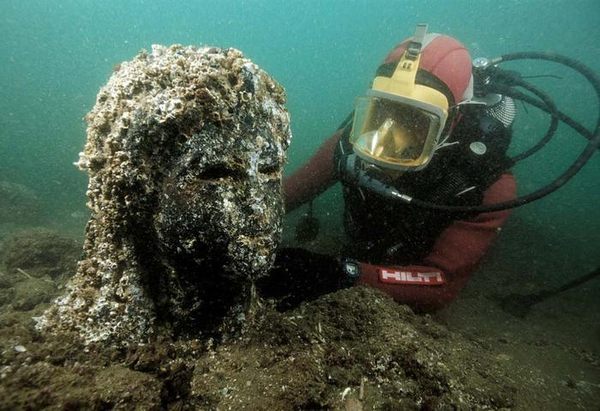 Underwater sculpture at Heracleion. In the worlds jungle travel.