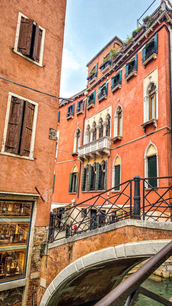 Colourful architecture and canals in 
San Marco. Monumental highlights to visit in Venice, Italy. In the worlds jungle.