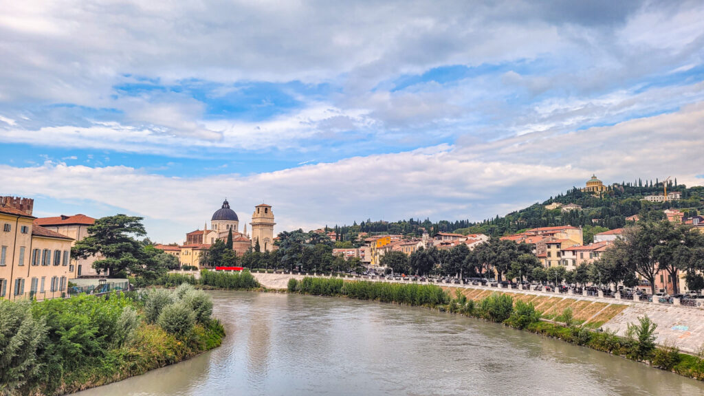View of the river and the city of Verona. Monumental highlights to visit in Verona. In the worlds jungle. 