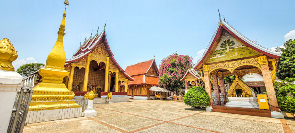 The golden architecture of Wat Sensoukharam. Cultural and natural highlights in Luang Prabang, Laos. In the worlds jungle travel blog.