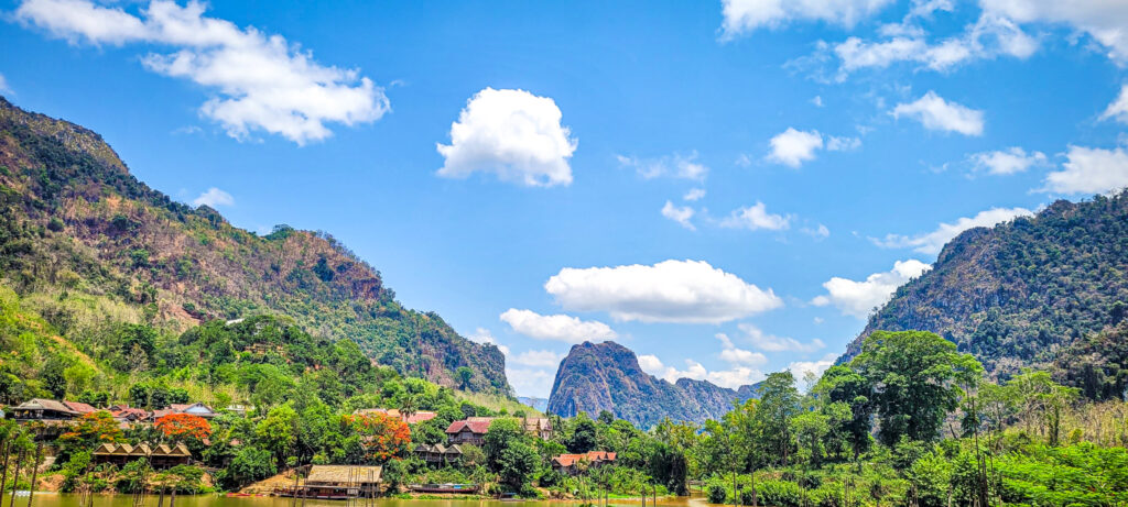View of Nong Khiaw and around surrounding mountains. Cultural and natural highlights to visit in Nong Khiaw, Laos. (27)