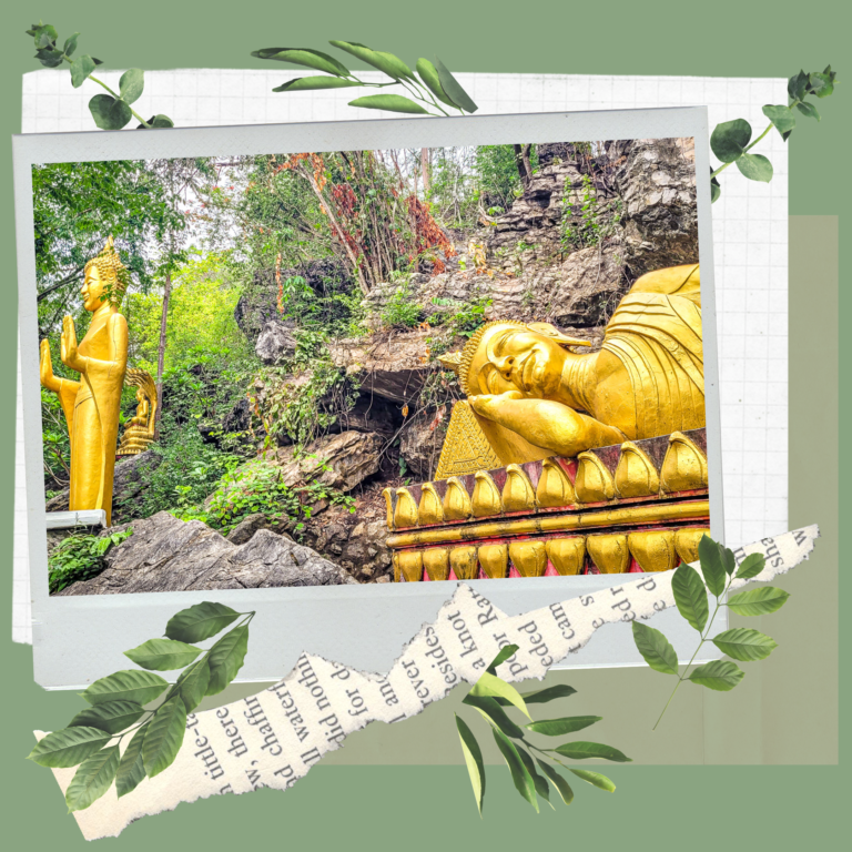 Golden Buddha's at Phou Si Hill in Luang Prabang. Beginners travel guide Laos. In the worlds jungle
