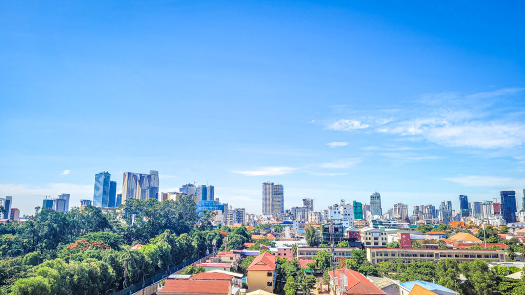 Skyline of Phnom Penh in Cambodia. Cultural highlights in Phnom Penh. In the worlds jungle.