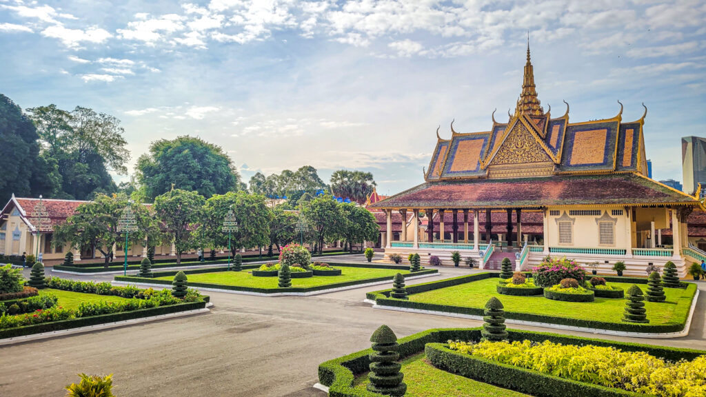 The garden landscape at the Royal Palace. Cultural highlights in Phnom Penh. In the worlds jungle.