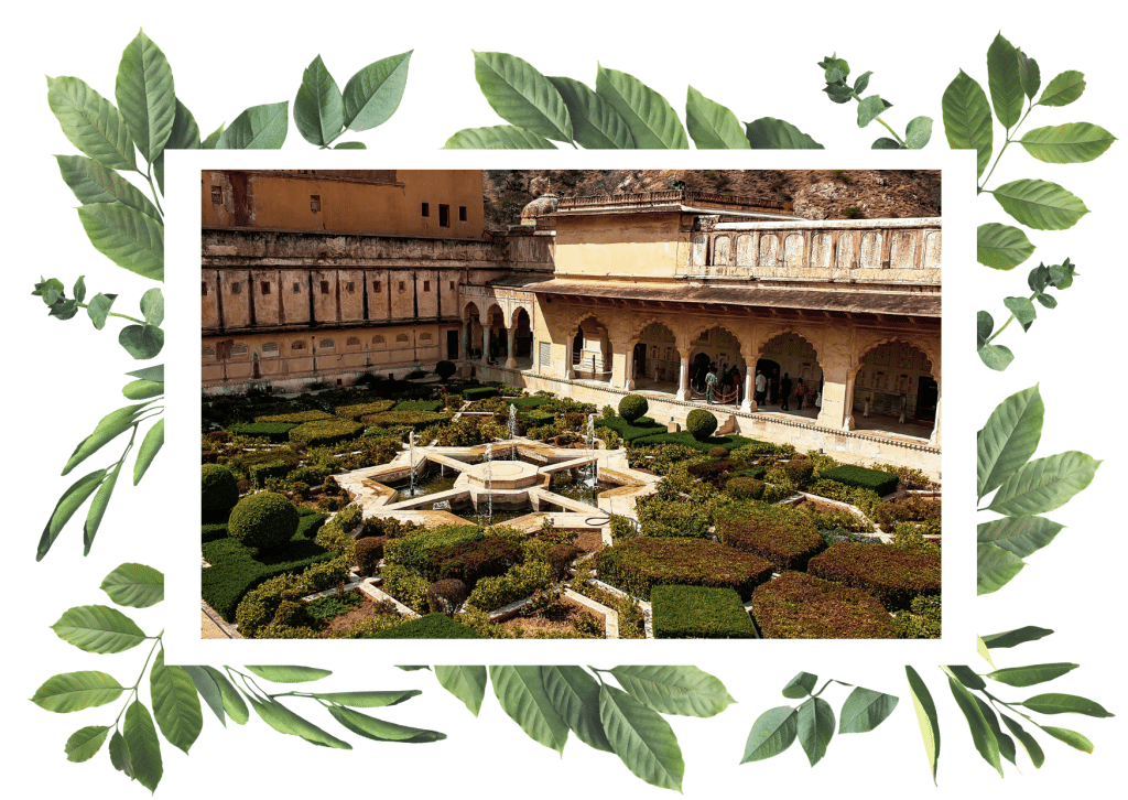 Iconic garden and architecture at Amber Fort. Beginners travel guide India (2)