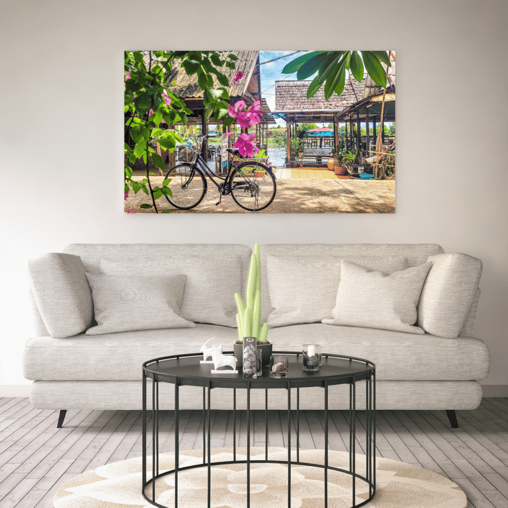 Bicycle and pink flowers. In the worlds jungle travel prints (5)