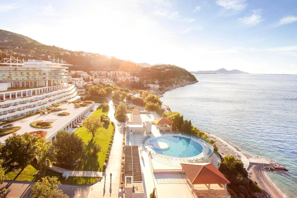 Pool and ocean view at Sun Gardens Dubrovnik.