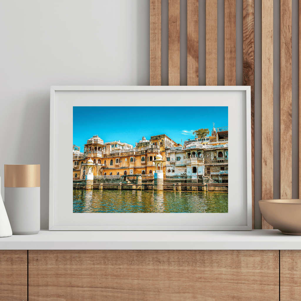 View of Udaipur from Lake Pichola. In the worlds jungle travel prints (1)