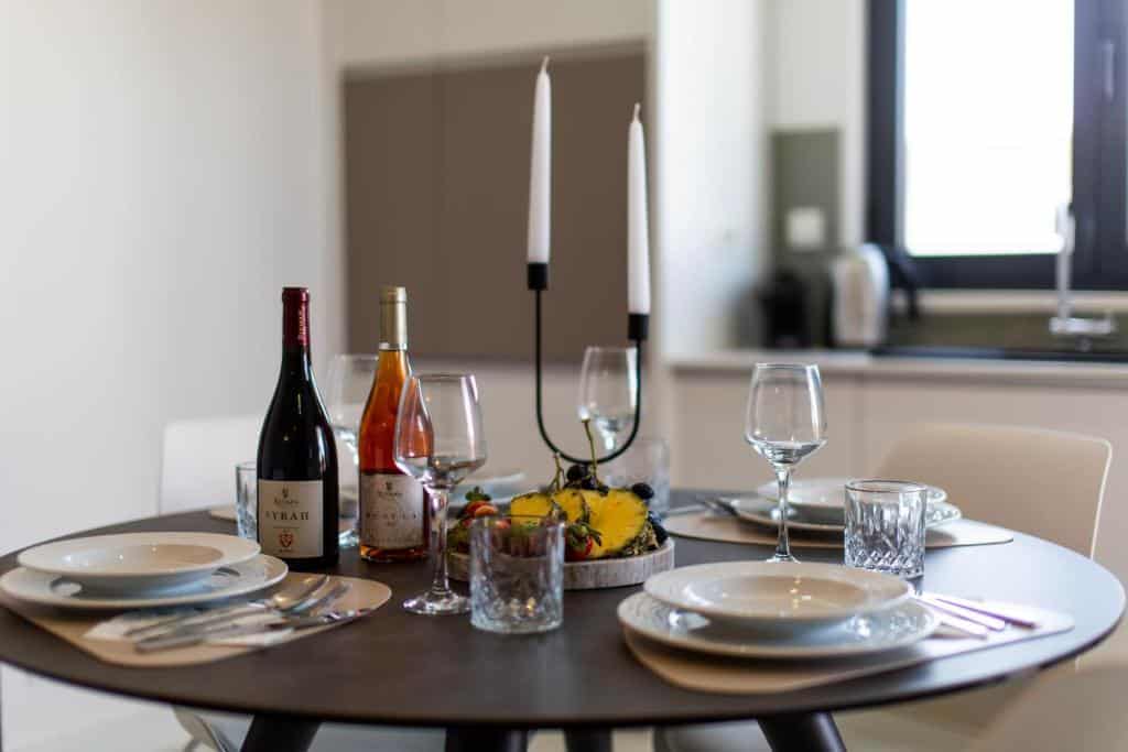 Decorated dining table at Villa 23 A heated pool. Trogir & Čiovo Island: history, beaches, culture & coastal beauty