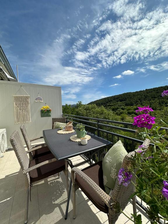 Terrace with a view of the hills. Gold Apartments. Krka National Park, Croatia: Complete Visitor Guide to Waterfalls, Trails, and Tickets