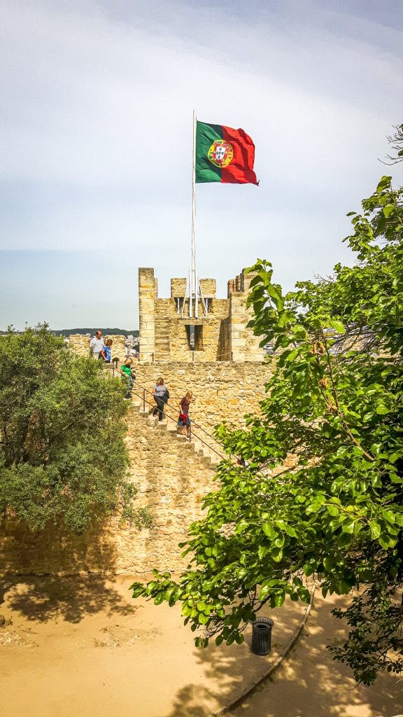 Portoguese flag on castle. Lisbon Travel Guide: what to see, do, and know before you go