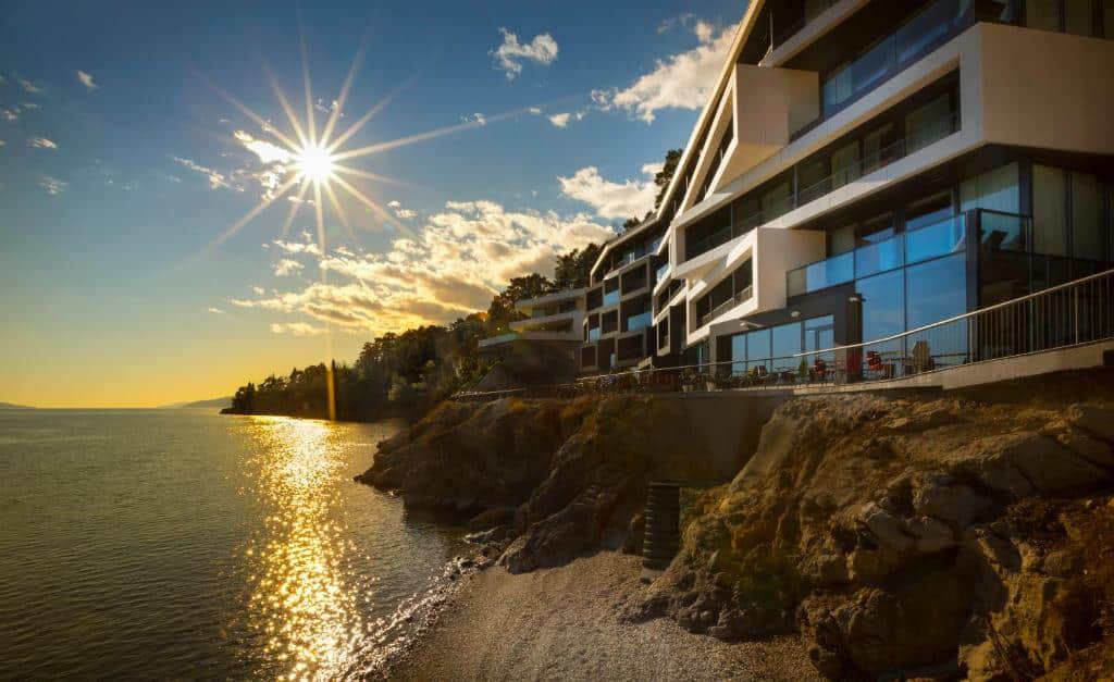Sunset and ocean view at Boutique & Design Hotel Navis. Visiting Rijeka, Croatia: highlights, best time to go & local eats