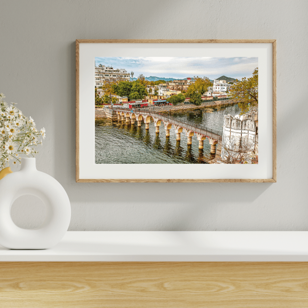 Daiji bridge in Udaipur. A digital photo print, travel wall art. In the worlds jungle travel blog.