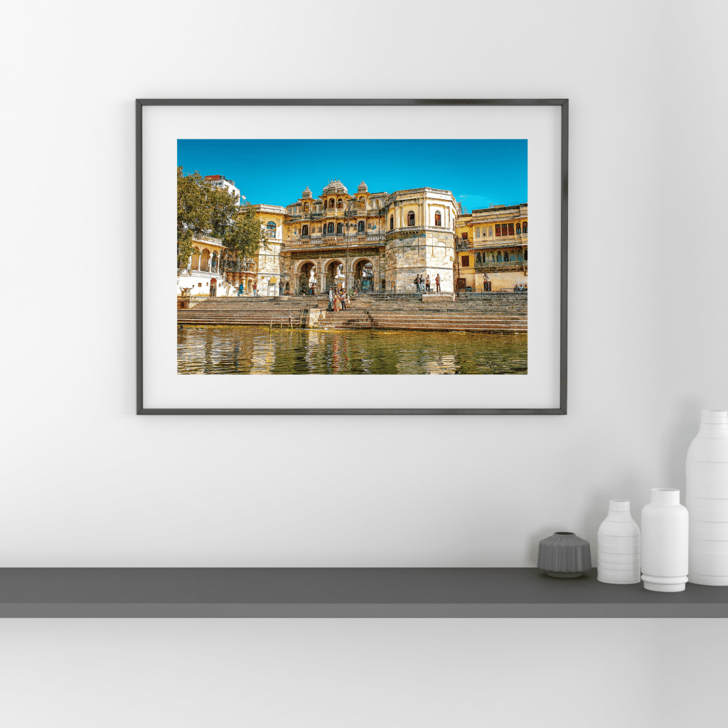 Gangaur Ghat in Udaipur. Digital photo print. Travel wall art. In the worlds jungle travel blog.