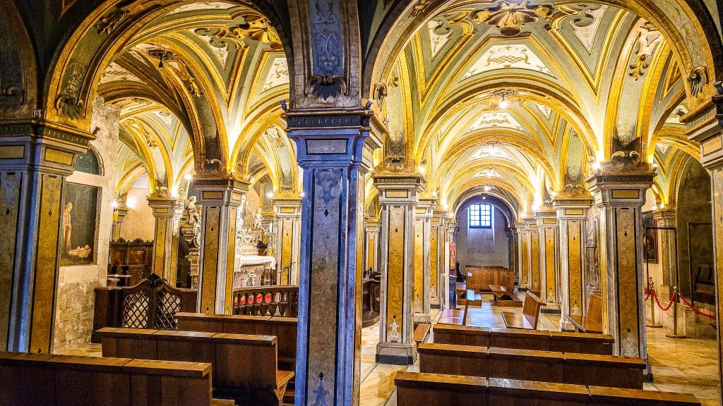 Gold interior of the crypt of the Basilica in Bari. Bari Travel Guide: Discover Hidden Gems in Puglia’s Capital. In the worlds jungle travel blog.