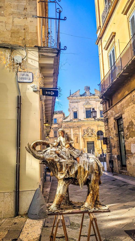 Art statue of an elephant in the middle of old streets in Lecce. Why Lecce Is Southern Italy's Most Underrated Travel Destination